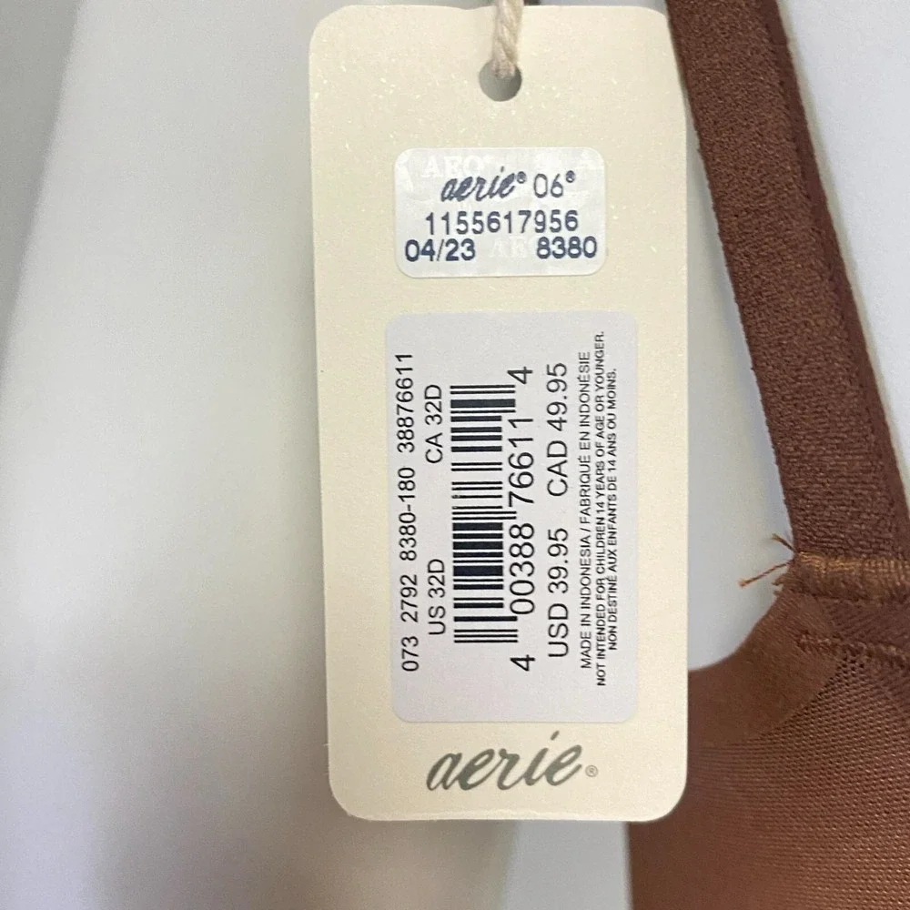Aerie Smoothez Microfiber Unlined Balconette Bra Brown 32D‎ Underwire NWT